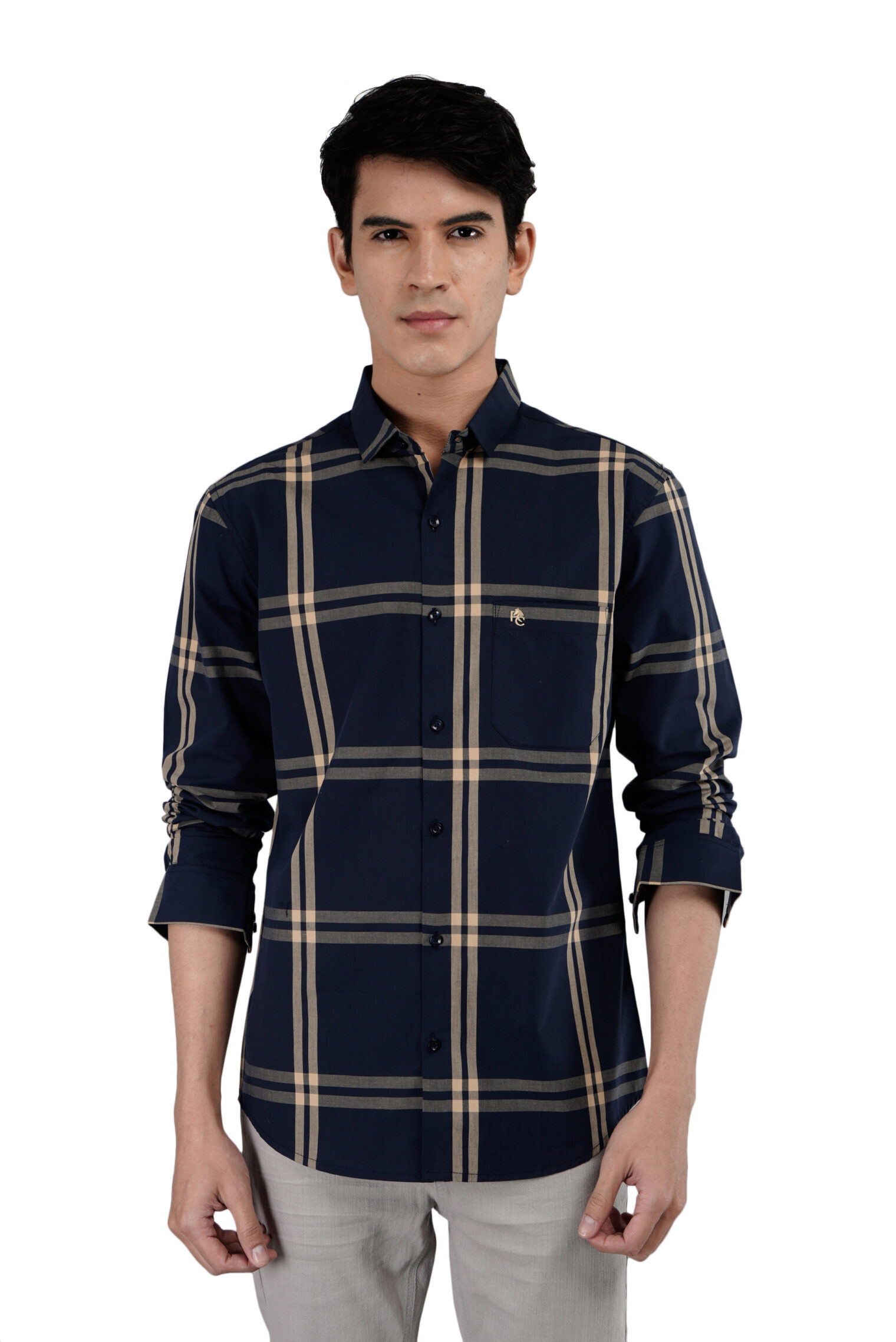 Dark Blue Big checks Shirt - Ray Carter
